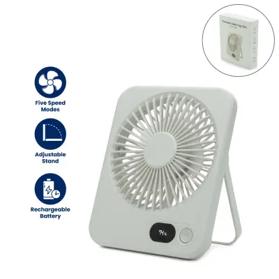 Rechargeable Table-Top Fan with Rotating Desk Stand, Compact & Portable, Type-C