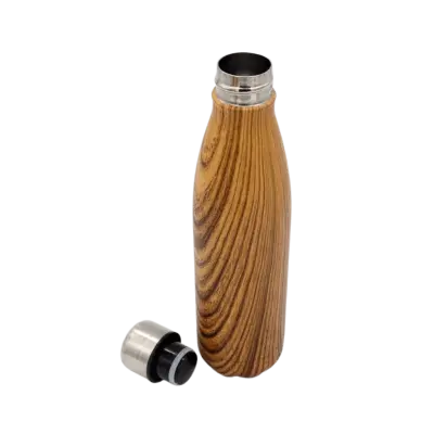 GEYER - Hans Larsen Stainless Steel Water Bottle with Wood Print - Brown