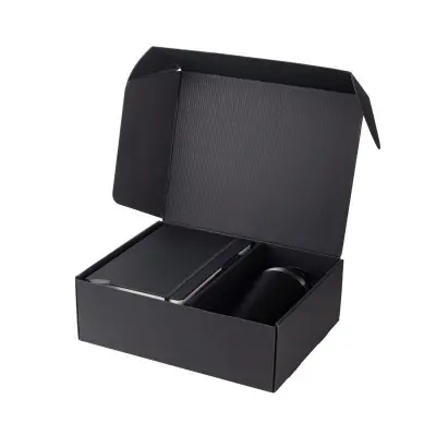 KOKSI - Giftology Set of Double Walled Tumbler, A5 Notebook and Pen - Black
