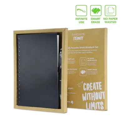 Santhome(R) Eternity - The Reusable Notebook & Pen Set - Black