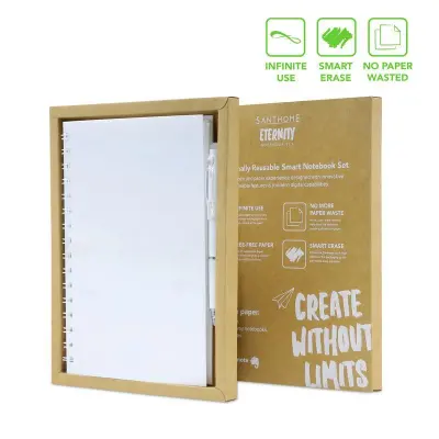 Santhome(R) Eternity - The Reusable Notebook & Pen Set - White