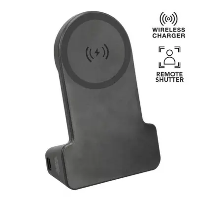 KORMAN - @memorii(R) Magnetic Phone Stand with 15W Wireless Charging and Remote Shutter - Black