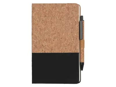 BORSA - eco-neutral A5 Cork Fabric Hard Cover Notebook and Pen Set - Black