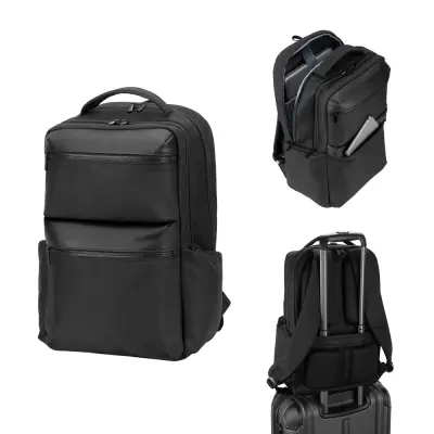 COPENHAGEN. Water-repellent recycled twill backpack with two large front pockets 17'3"