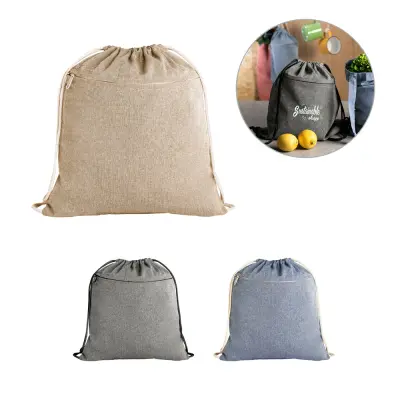 CHANCERY. Drawstring bag in recycled cotton (70%), polyester (30% rPET) (140 g/m²)