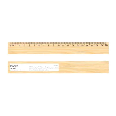 WESLEY 20. Pine wood ruler with 20 cm scale