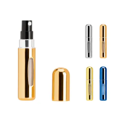 LINDEN. Aluminum refillable perfume atomizer designed for easy refilling