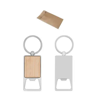 SYLVESTER. Rectangular iron keychain with bottle opener