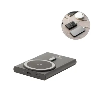 WRIGHT 5. Magnetic power bank with super-fast charging in recycled aluminum and recycled ABS 5'000 mAh