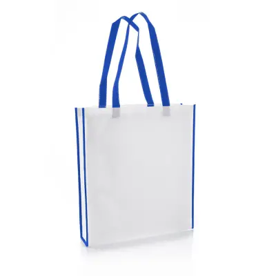 Non-Woven Shopping Bag Vertical White/R.Blue