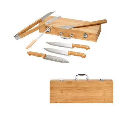 KABSA. Set of barbecue utensils in bamboo box