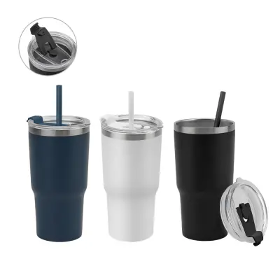 JOYNER M. Compact stainless steel travel cup (91% recycled) with vacuum insulated double wall and matt finish 600 mL