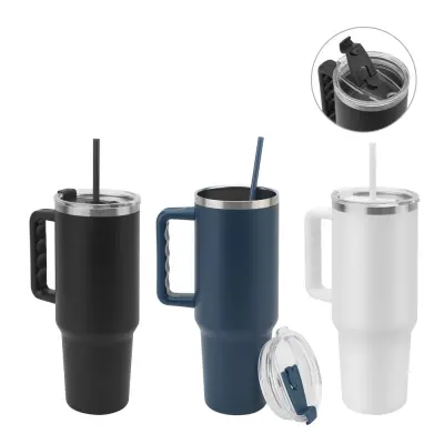 JOYNER XL. Large stainless steel travel cup (91% recycled) with vacuum insulated double wall and a matt finish 1300 mL