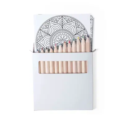 Set Of 12 Pencils And 12 Coloring Sheets With Mandala Designs