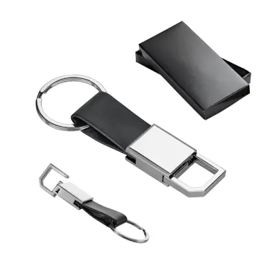 BOURCHIER. Metal and PU keyring with hook