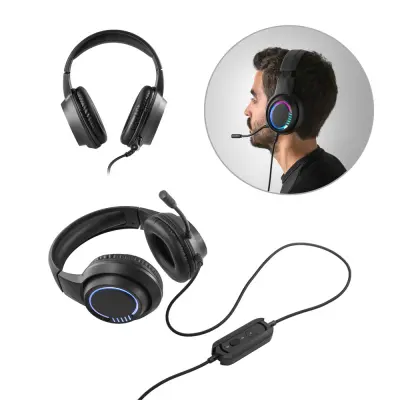 Thorne Headset RGB. ABS gaming headphones with cable, microphone and RGB LED lights