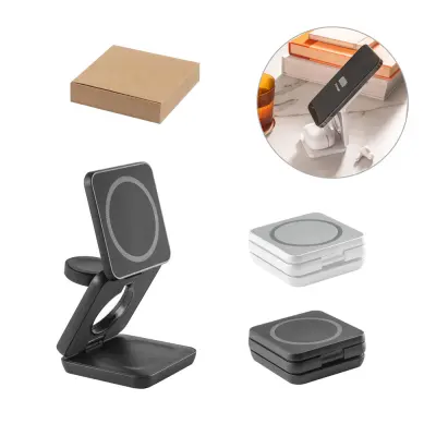 BROGLIE. Super fast 15W 4-in-1 magnetic wireless charger in recycled ABS (100% rABS)