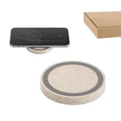 CUVIER. 15W wireless charger in recycled ABS (65% rABS) and wheat straw fiber (35%)