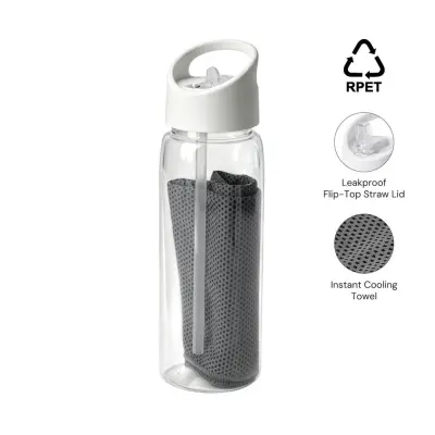 DEVON - Giftology RPET Cooling Towel in RPET Bottle 800 ml - White