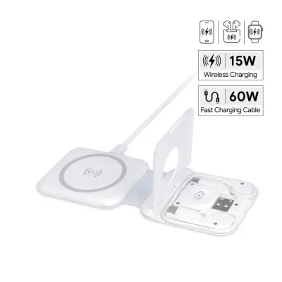 TURIN - @memorii Foldable Wireless Charger and Multicable Set - White