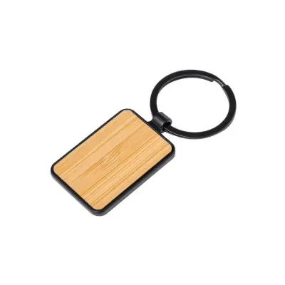 RUBI - Rectangle Bamboo Metal Keychain