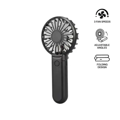 ROTO - Rechargeable Handheld Fan with Foldable Desk Stand - Black 