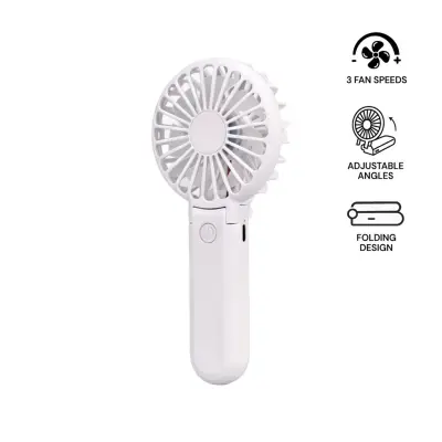 ROTO - Rechargeable Handheld Fan with Foldable Desk Stand - White 