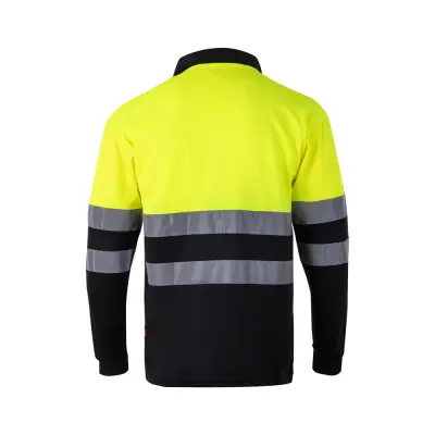 VL VULCAN LARGE. Two-tone bird-eye polo shirt (160g/m²) with long sleeves, in polyester (100%)