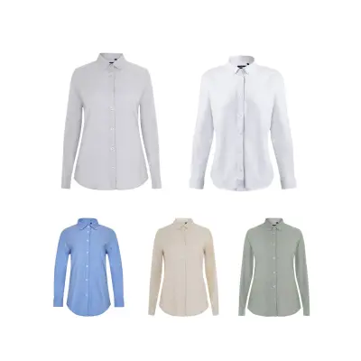 VL PRITHVI WOMEN. Oxford shirt (180 g/m²) for women, made from cotton (50%), polyester (45%) and elastane (5%)