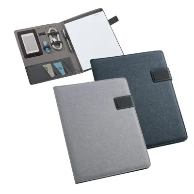 RIORDAN. A4 folder in imitation linen and PU with lined pages