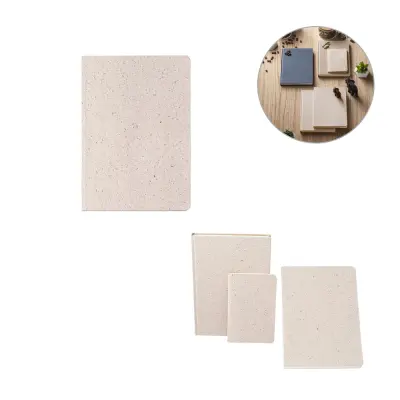 ORGANIC SEMI-RIGID. A5 notepad with semi-rigid cover made from organic elephant matter (80%)