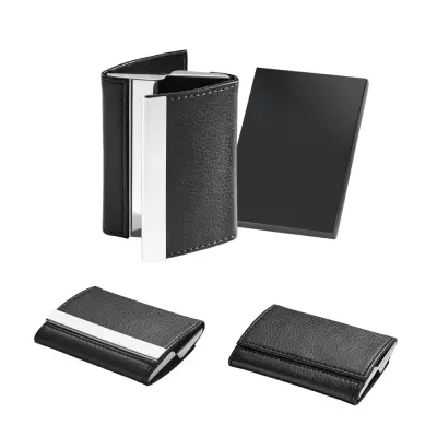 LONE. Double card holder in metal and PU