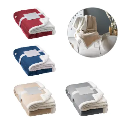 HEIDEN. Reversible fleece blanket (190 g/m²) with satin ribbon and personalised card