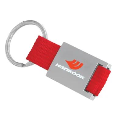 METAL KEYCHAIN WITH COLORED FABRIC STRAP