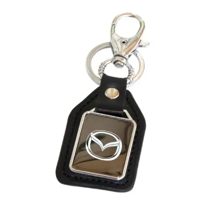 RECTANGULAR LEATHER METAL KEYCHAIN