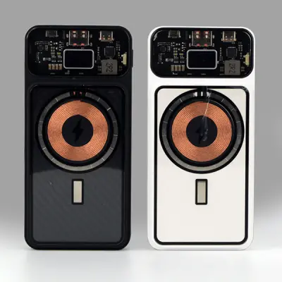 TRANSPARENT MAGNETIC WIRELESS LIGHT-UP LOGO POWERBANK FAST CHARGER