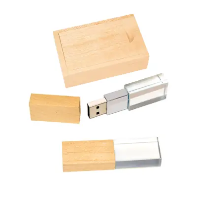 WOODEN CRYSTAL USB FLASH DRIVE