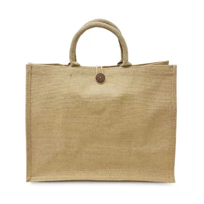 Reusable Jute Shopping Bags with Button Closure