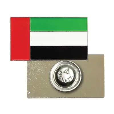 UAE Flag Metal Badges Rectangle with Magnet Attachment