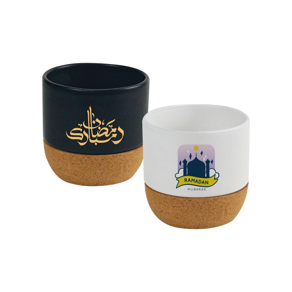 Ceramic Cup with Cork Base 6 oz Matte Finish Ramadan Gifts