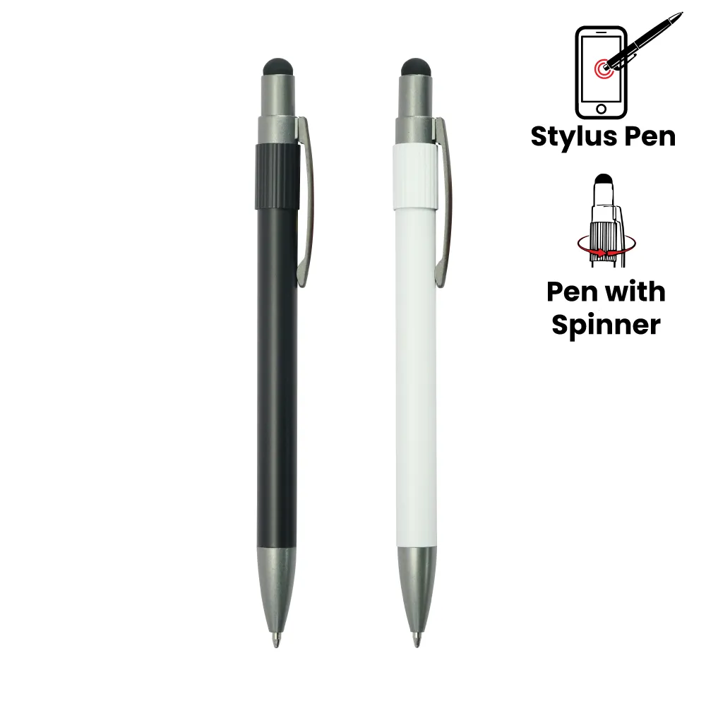 Stylus Metal Spinner Pens – Push Button (Blue Ink)