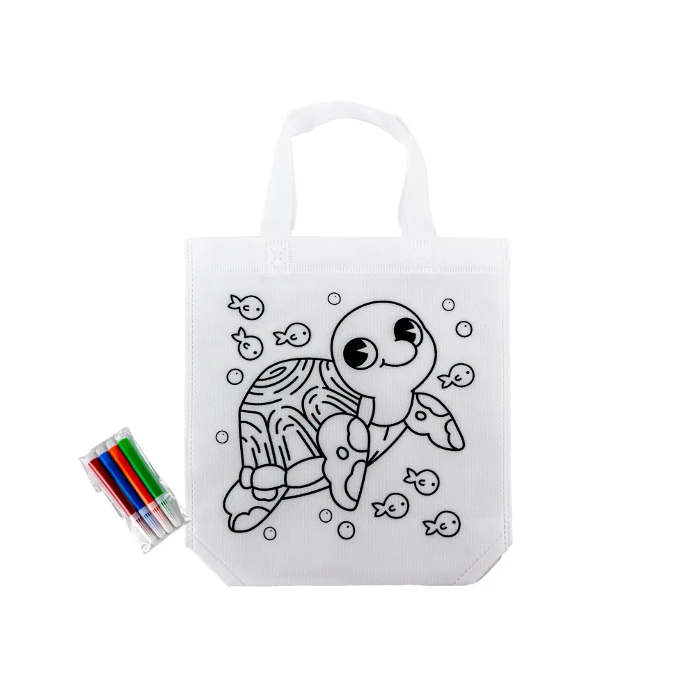 Mini Non-woven Bags 100GSM with 4Color Markers & Imprinted Turtle Outline