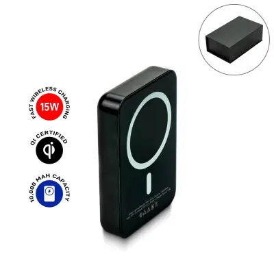 MagSafe Wireless Powerbank with Light-Up Logo, 15W Fast Charging, 10K mAh