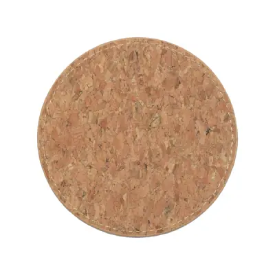 NATURAL CORK COASTERS SET OF 6 WITH HOLDER
