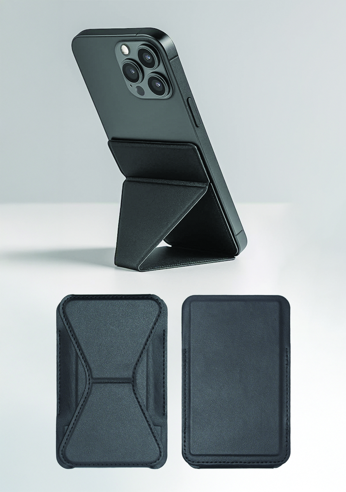 Magnetic phone wallet stand