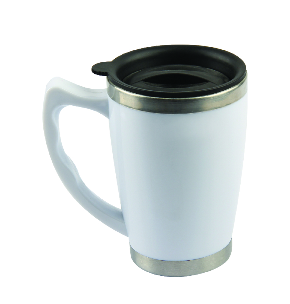 Travel mug inner stainless steel  outside ceramic
