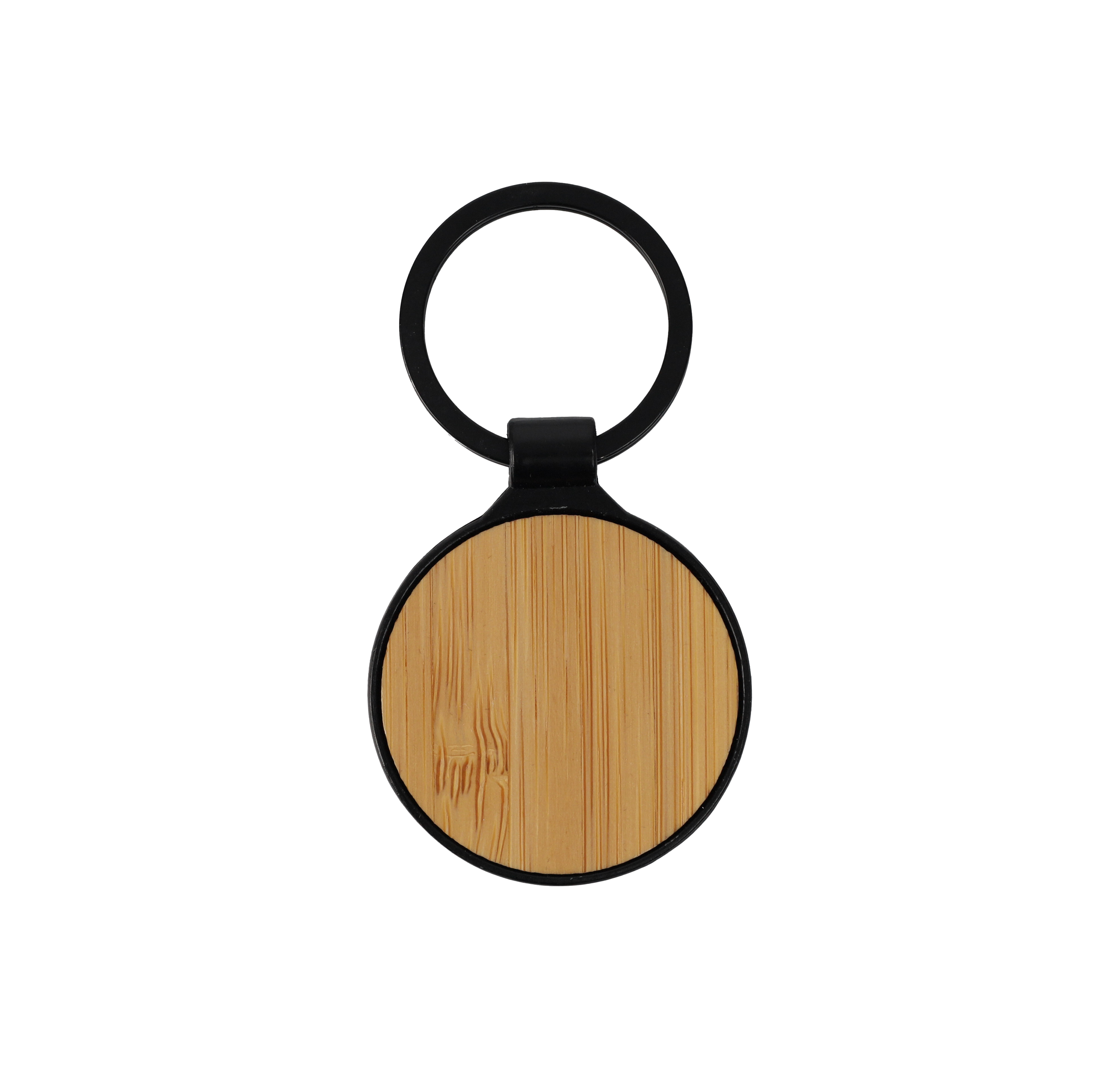 Trinket - Round Bamboo+Metal Keychain