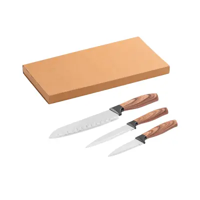 BAHARAT. Set of 3 kitchen knives with stainless steel blades and ergonomic handles